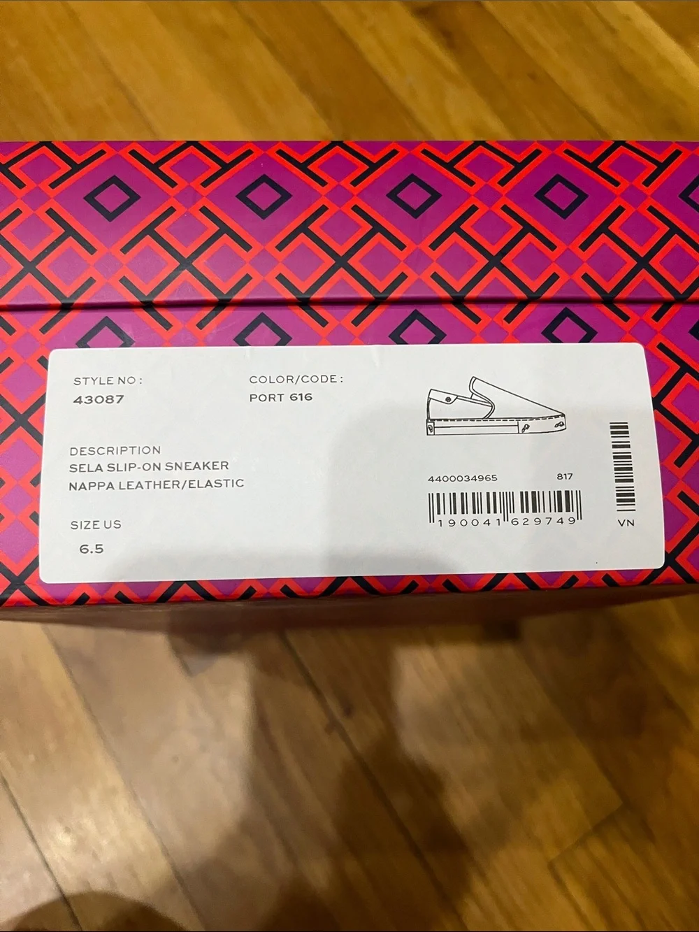 Tory Burch Quilted Slip-On Sneakers in Burgundy and White